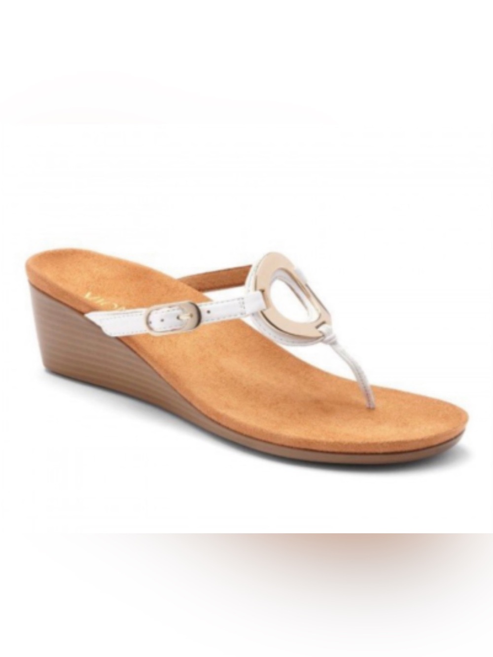 Vionic Park Orchid White Adjustable Strap Wedge Slip On Sandal Womens 9
